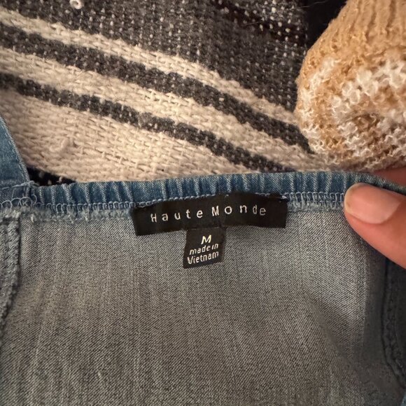 Haute Monde Denim Bodycon Zip Front Mini Dress Size M - Picture 12 of 12